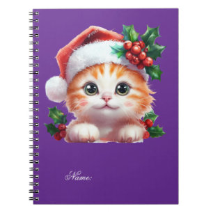 Cute Christmas Cat Ornament - Festive Holiday Gift Notebook