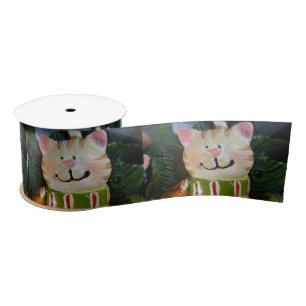 Cute Christmas cat ornament Satin Ribbon