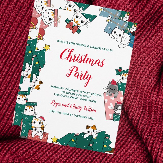 Cute Christmas cat Party Invitation (Creator Uploaded)