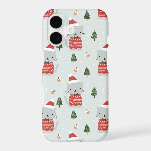 Cute Christmas Cat Pattern – Festive Holiday  Case-Mate iPhone Case (Back)