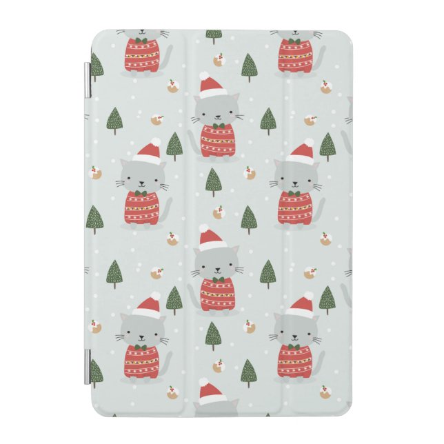 Cute Christmas Cat Pattern – Festive Holiday  iPad Mini Cover (Front)