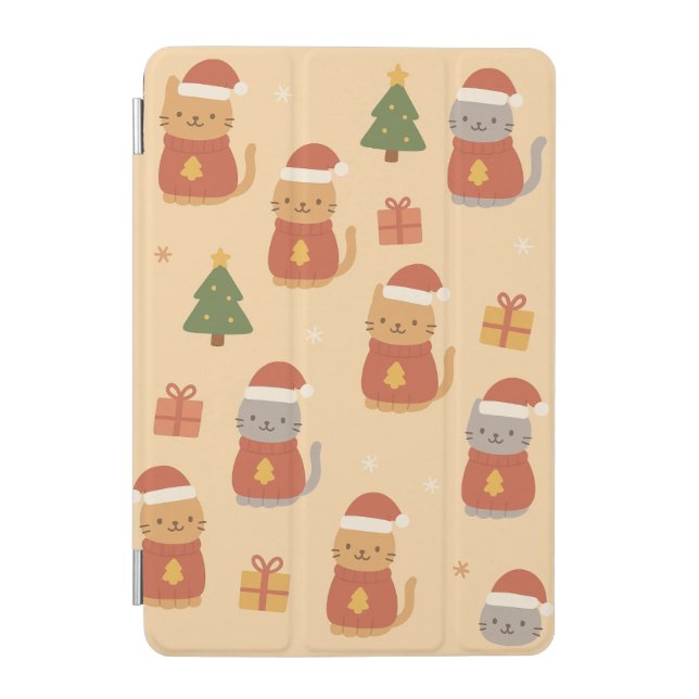 Cute Christmas Cat Pattern – Kawaii Festive Cats & iPad Mini Cover (Front)