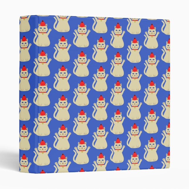 Cute Christmas Cat Patterned 3 Ring Binder (Front/Spine)