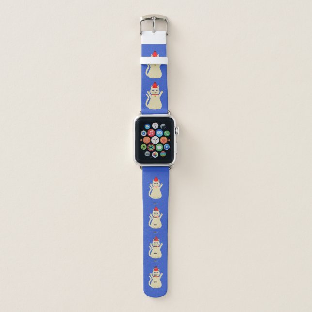 Cute Christmas Cat Patterned Apple Watch Band (Front)