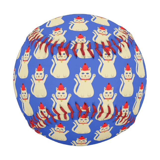 Cute Christmas Cat Patterned Baseball (Front)