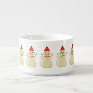 Cute Christmas Cat Patterned Bowl
