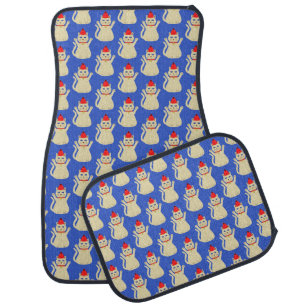 Cute Christmas Cat Patterned Car Floor Mat