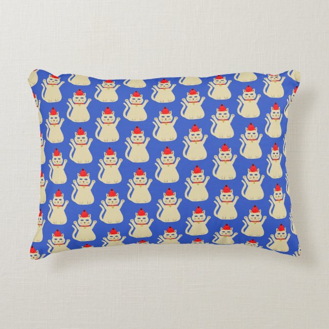 Cute Christmas Cat Patterned Double Side Accent Pillow (Front)
