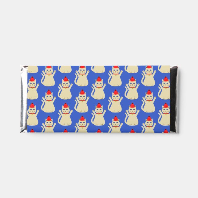 Cute Christmas Cat Patterned Hershey Bar Favors (Front)
