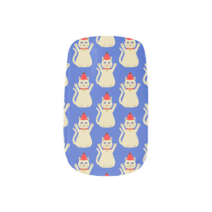 Cute Christmas Cat Patterned Minx Nail Art