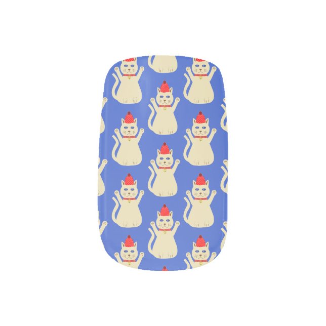 Cute Christmas Cat Patterned Minx Nail Art (Left Thumb)