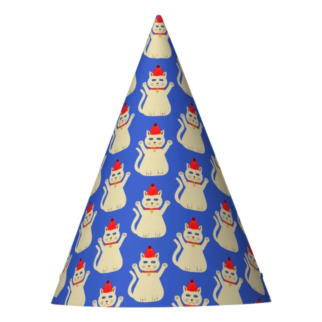 Cute Christmas Cat Patterned Party Hat (Front)