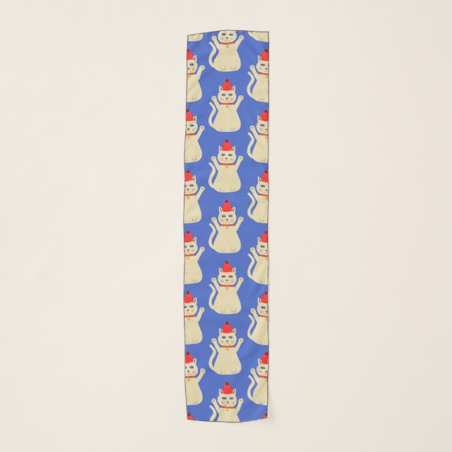 Cute Christmas Cat Patterned Scarf (Front)