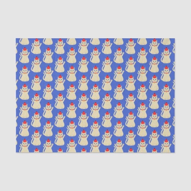 Cute Christmas Cat Patterned Tissue Paper (Front)