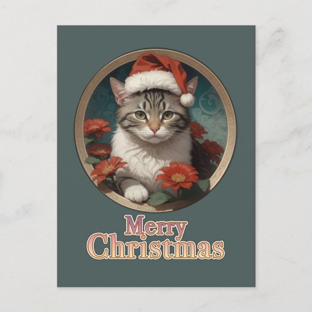 cute christmas cat postcard (Front)
