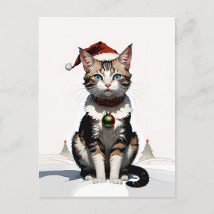 cute christmas cat postcard