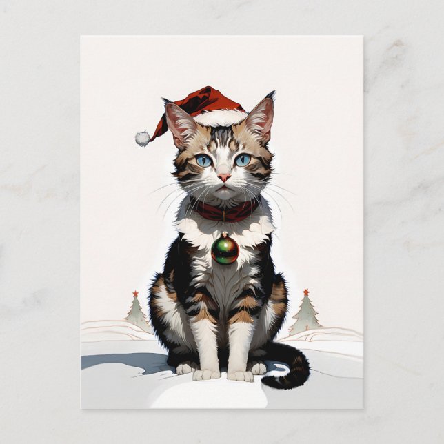cute christmas cat postcard (Front)