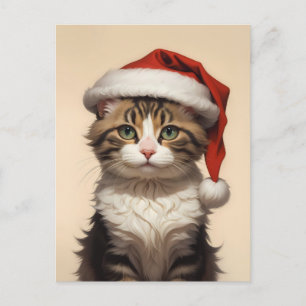 cute christmas cat postcard