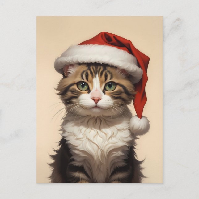 cute christmas cat postcard (Front)