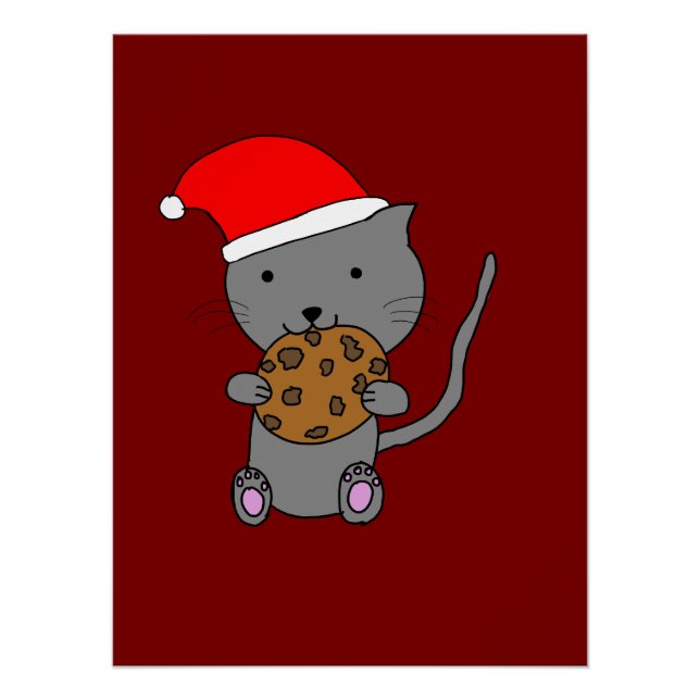 Cute Christmas Cat Poster (Front)