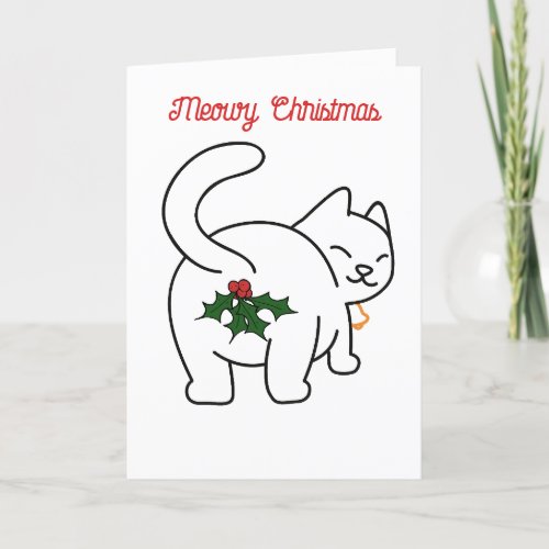 Cute Christmas Cat Pun Funny Cat Cartoon Holiday Card