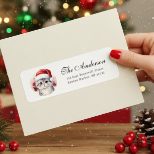 Cute Christmas Cat Return Address Label