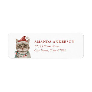 Cute Christmas Cat Return Address Labels