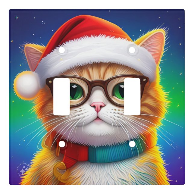 Cute Christmas Cat Santa Claus-69265 Light Switch Cover (Front)