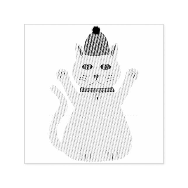 Cute Christmas Cat Self-inking Stamp (Design)