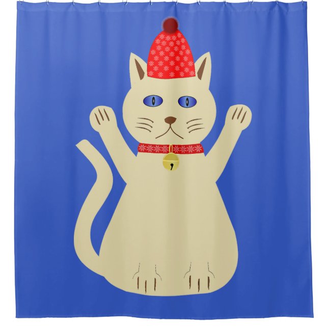 Cute Christmas Cat Shower Curtain (Front)