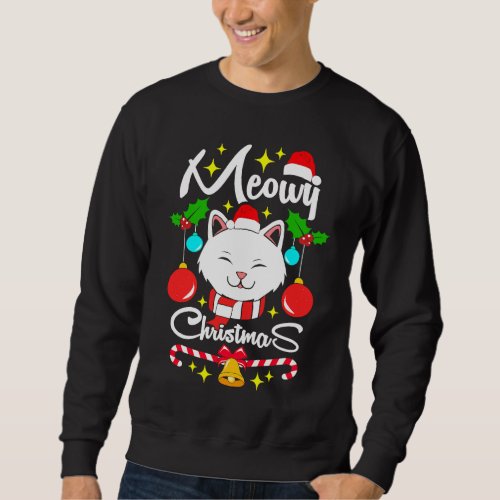 cute christmas cat text  pun sweatshirt