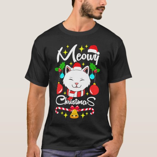 cute christmas cat text  pun T_Shirt