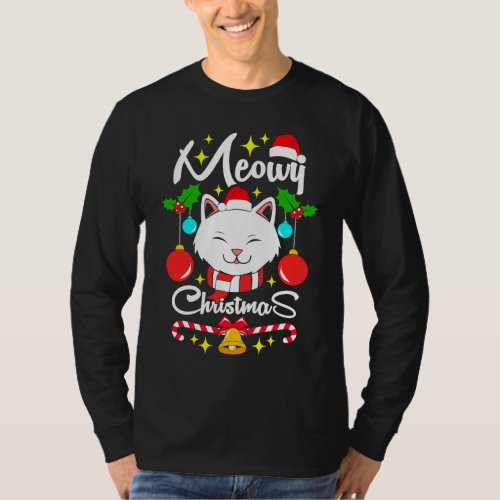 cute christmas cat text  pun T_Shirt