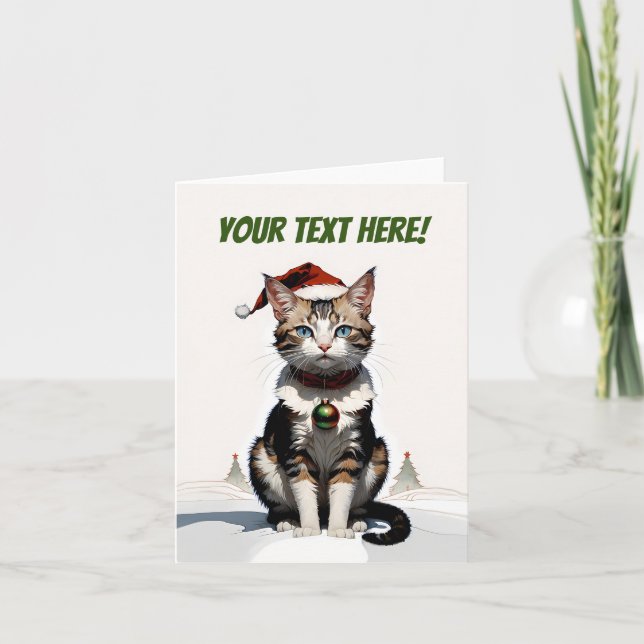 cute christmas cat thank you card (Front)