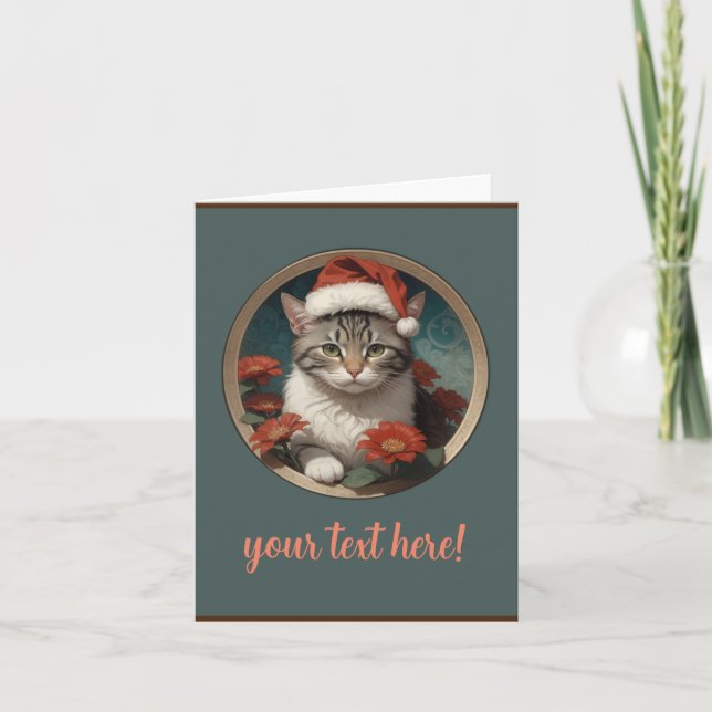 cute christmas cat thank you card (Front)