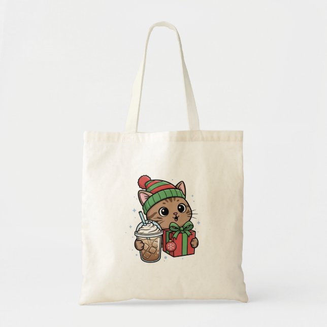 Cute Christmas Cat Tote Bag (Front)