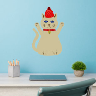 Cute Christmas Cat Wall Decal