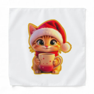 **Cute Christmas Cat with Santa Hat – Funny Holida Bandana