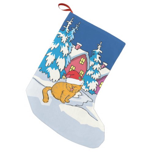 Cute Christmas Cat with Santa Hat Small Christmas Stocking