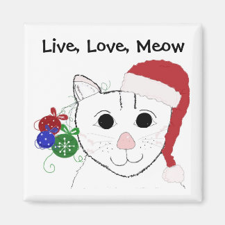 Cute Christmas Cat with Saying Magnet