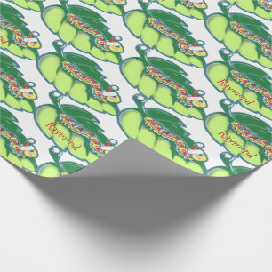 Cute Christmas Caterpillar Pattern Custom Holiday Wrapping Paper