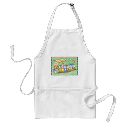 Cute Christmas Caterpillar Train with Presents Adult Apron