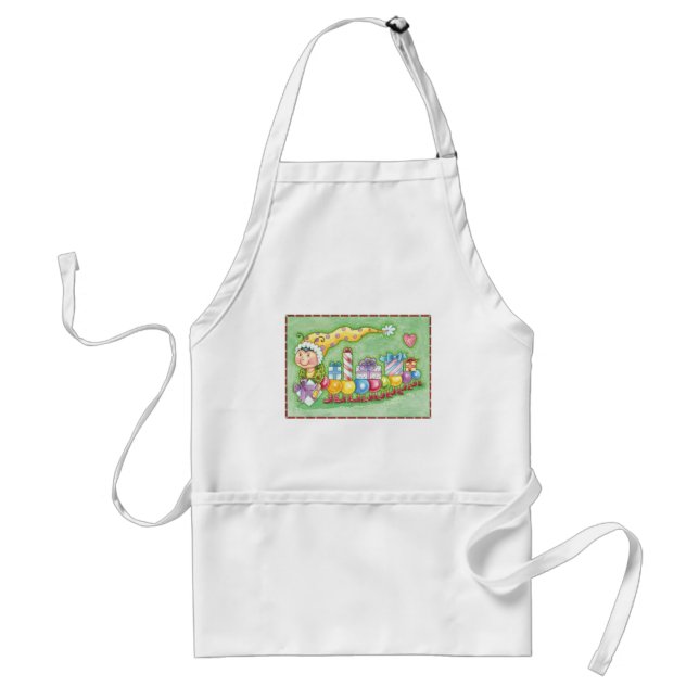 Cute Christmas Caterpillar Train with Presents Adult Apron (Front)