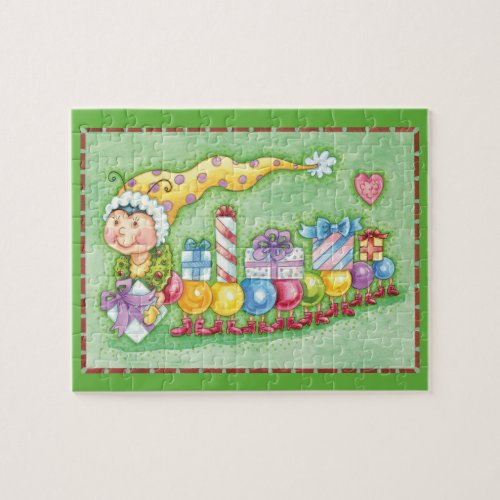 Cute Christmas Caterpillar Train with Presents Jigsaw Puzzle