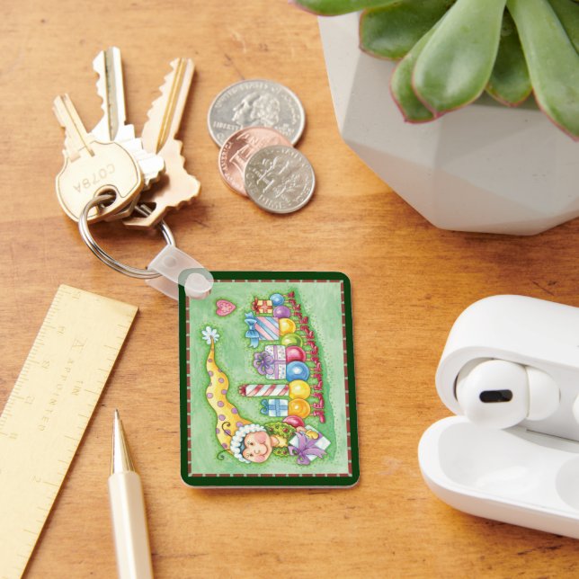 Cute Christmas Caterpillar Train with Presents Keychain (Desk)
