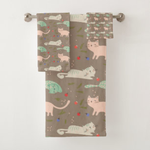 Cute Christmas Cats Bath Towel Set