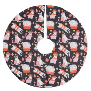 Cute Christmas Cats Brushed Polyester Tree Skirt