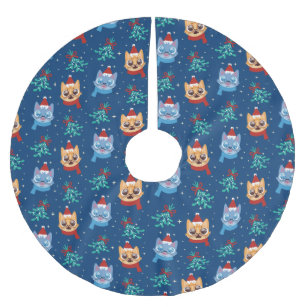 Cute Christmas Cats Brushed Polyester Tree Skirt
