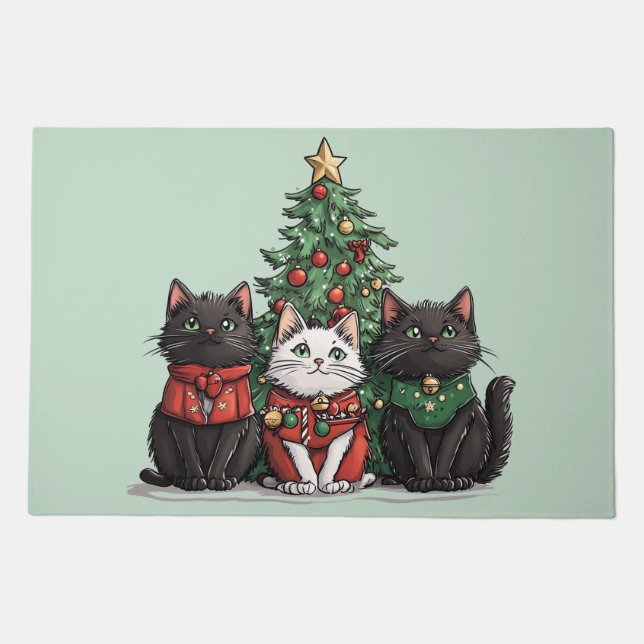 Cute Christmas Cats Doormat (Front)
