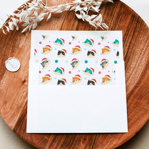 Cute Christmas Cats Holiday Envelope Liner